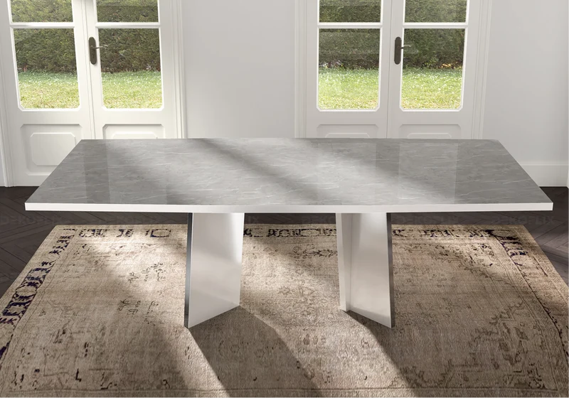 Table à manger extensible ou fixe marbre gris - Mara
