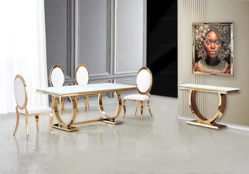 Table basse verre blanc doré - Bobo