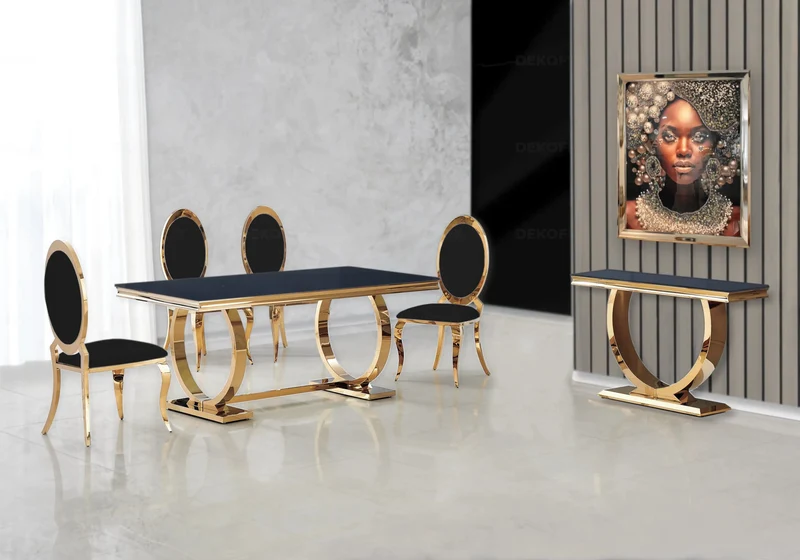 Table basse verre noir doré - Bobo