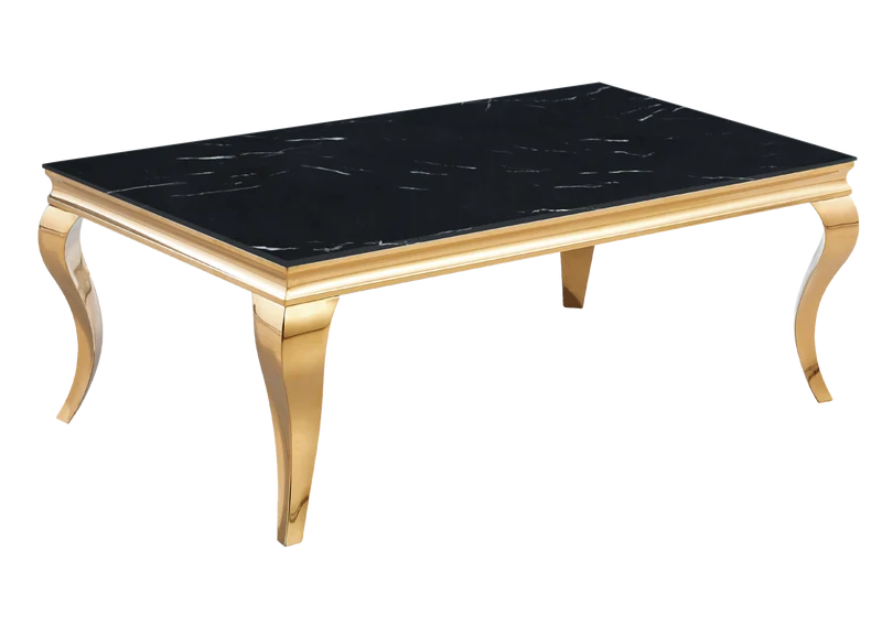Table basse rectangulaire marbre noir or - Neo