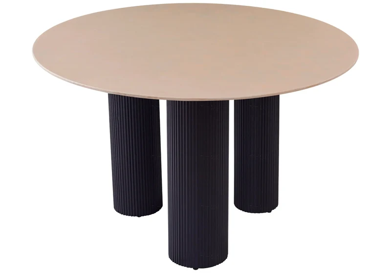 Table à manger pied noir céramique marbre gris - Elio