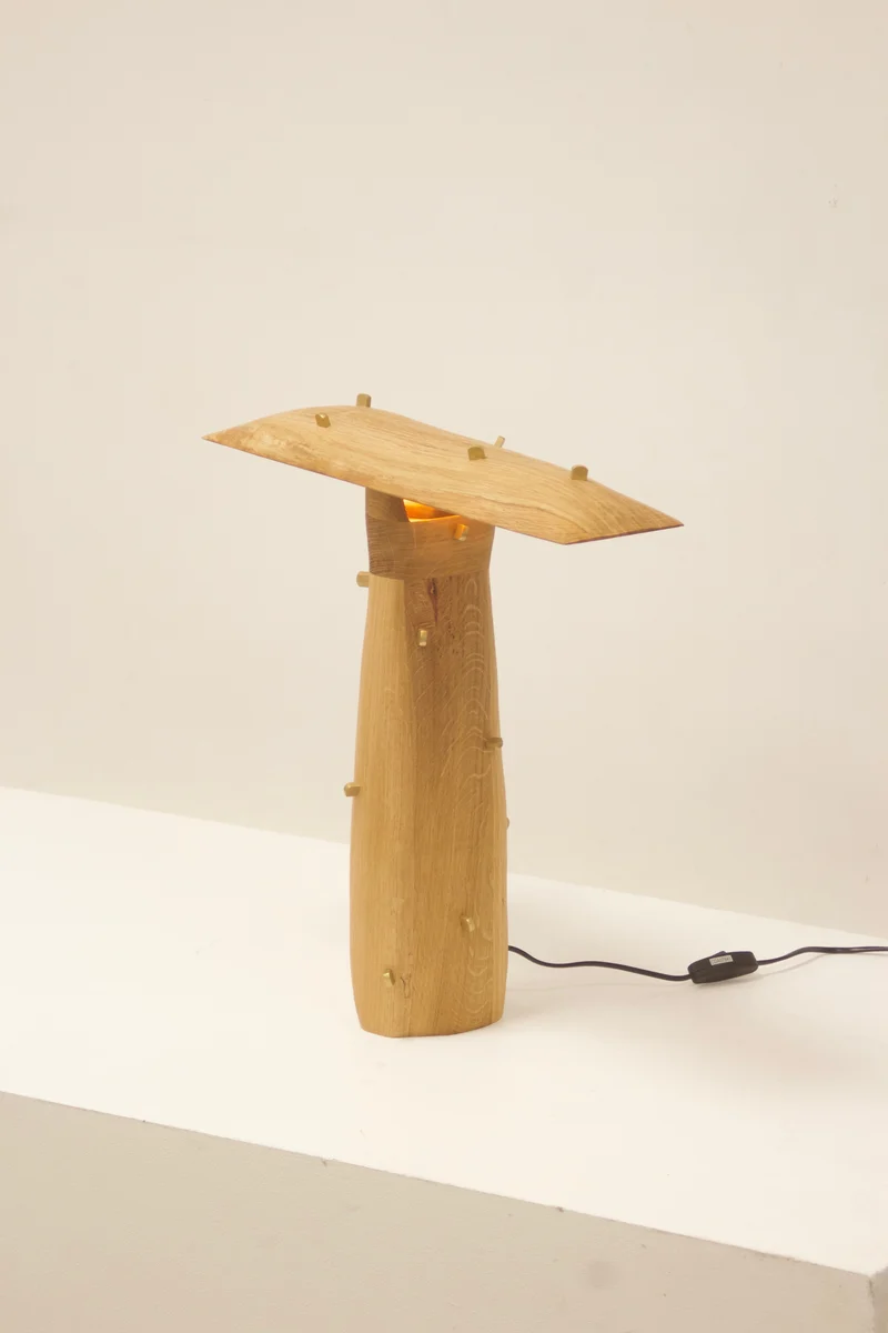 Punk Table Lamp, Oak/ Brass lamp