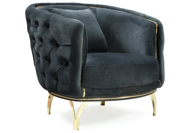 Canapé Turc Angle Capitonné Velours Anthracite Doré Chesterfield – PARIS