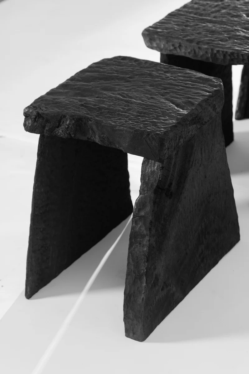 Massif Carved Stool in Eucalyptus Wood