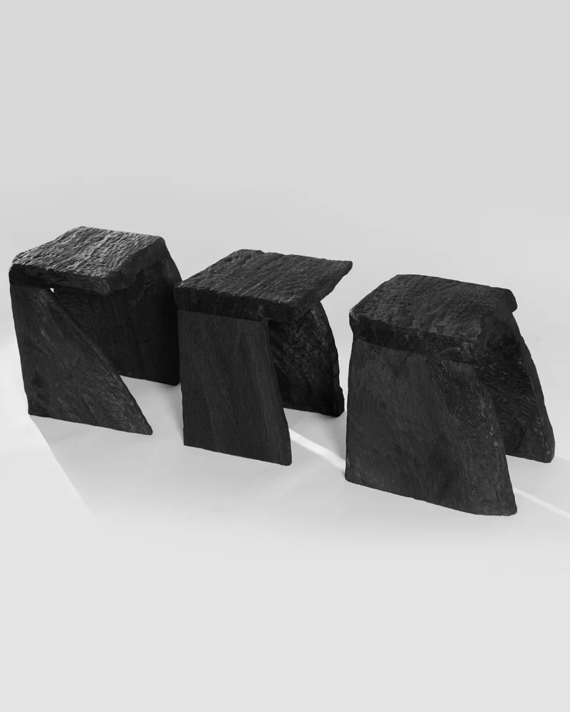Massif Carved Stool in Eucalyptus Wood