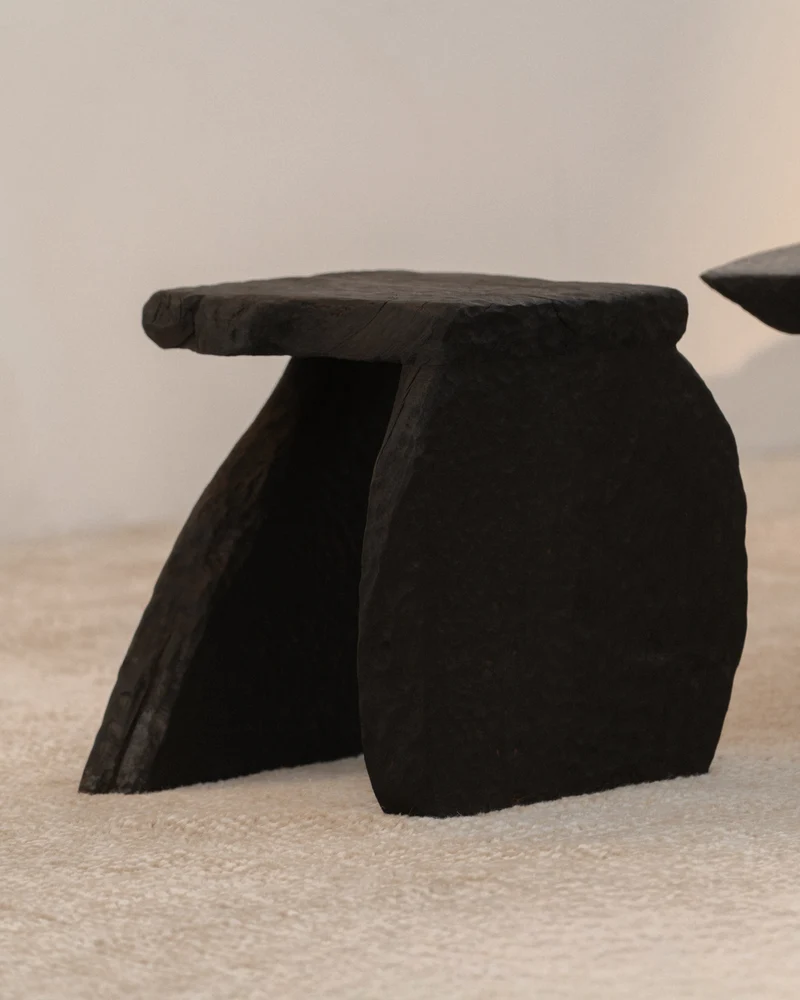 Massif Carved Stool in Eucalyptus Wood