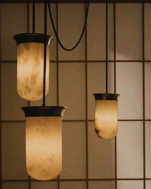 Alabaster Lanterns - Yukimi Triple Pendant Light