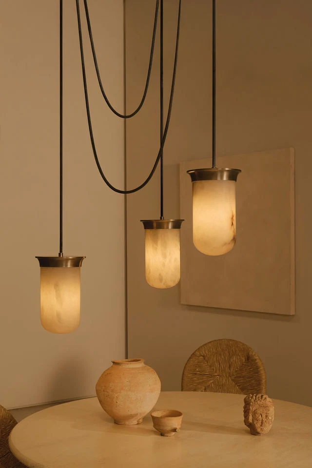 Alabaster Lanterns - Yukimi Triple Pendant Light