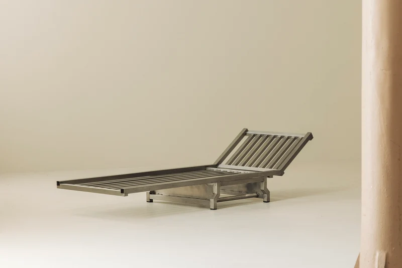 Exceptional French Stainless Steel Modernist Daybed, 1970s