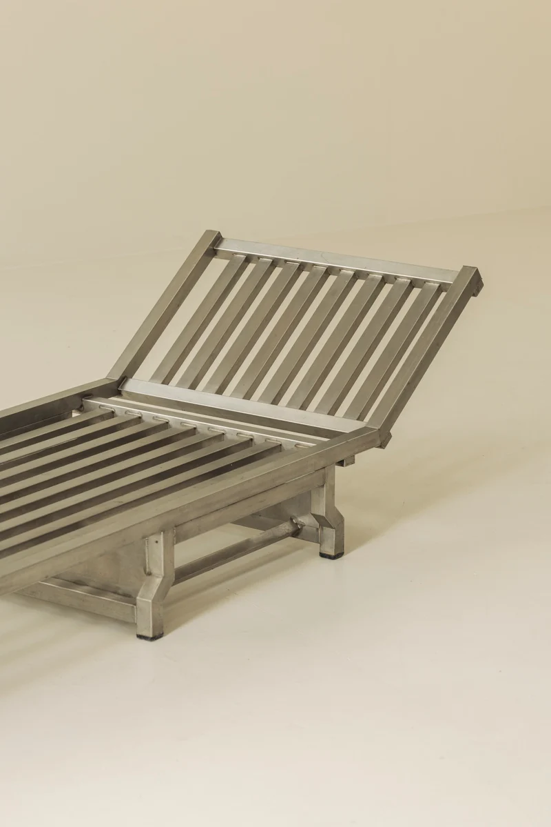 Exceptional French Stainless Steel Modernist Daybed, 1970s