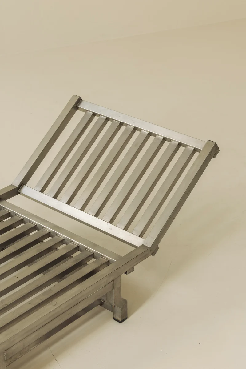 Exceptional French Stainless Steel Modernist Daybed, 1970s