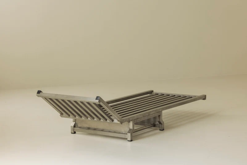 Exceptional French Stainless Steel Modernist Daybed, 1970s