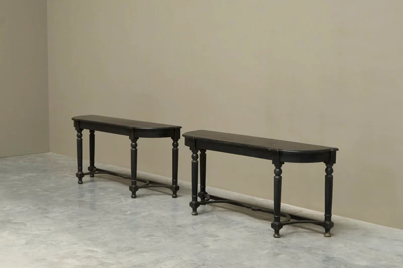 Pair of Ebonized Console Tables Early 19th Century