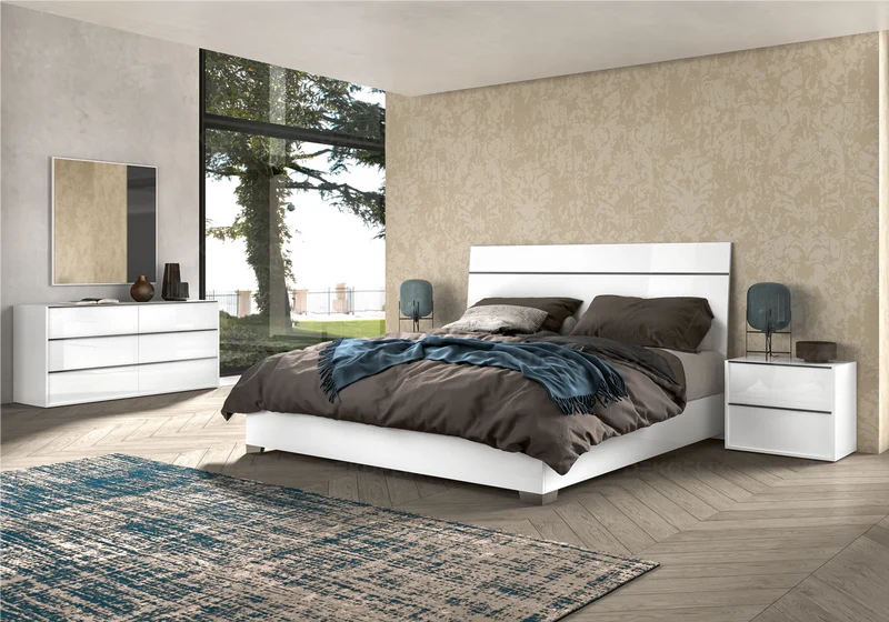 Commode 6 tiroirs blanc laqué design - Luna