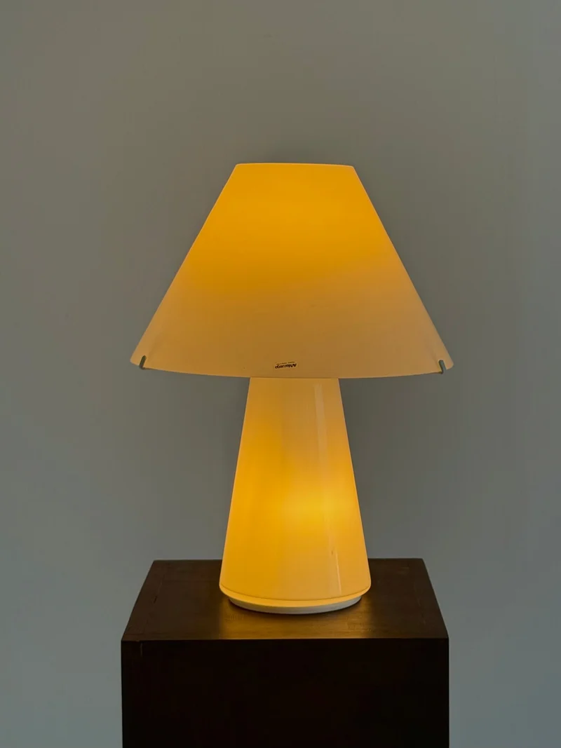 Vintage Mid-Century Italian Mushroom Murano Glass Table Lamp by Carlo Nason for AV Mazzega Large, 1970s