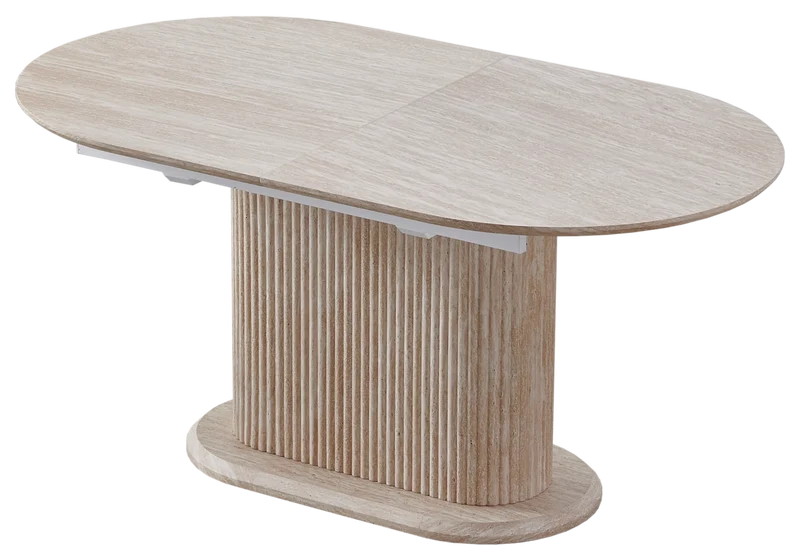 Ensemble table extensible travertin et 4 chaises - Inaya