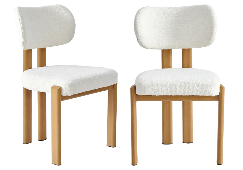 Chaise salle à manger bouclée et bois - Inaya x4