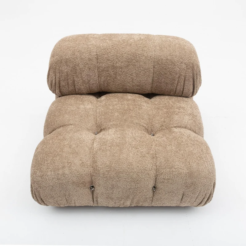 Camaleonda Sofa Set by Mario Bellini, Customised in Light Sand Bouclé, 1970s