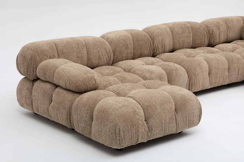Camaleonda Sofa Set by Mario Bellini, Customised in Light Sand Bouclé, 1970s