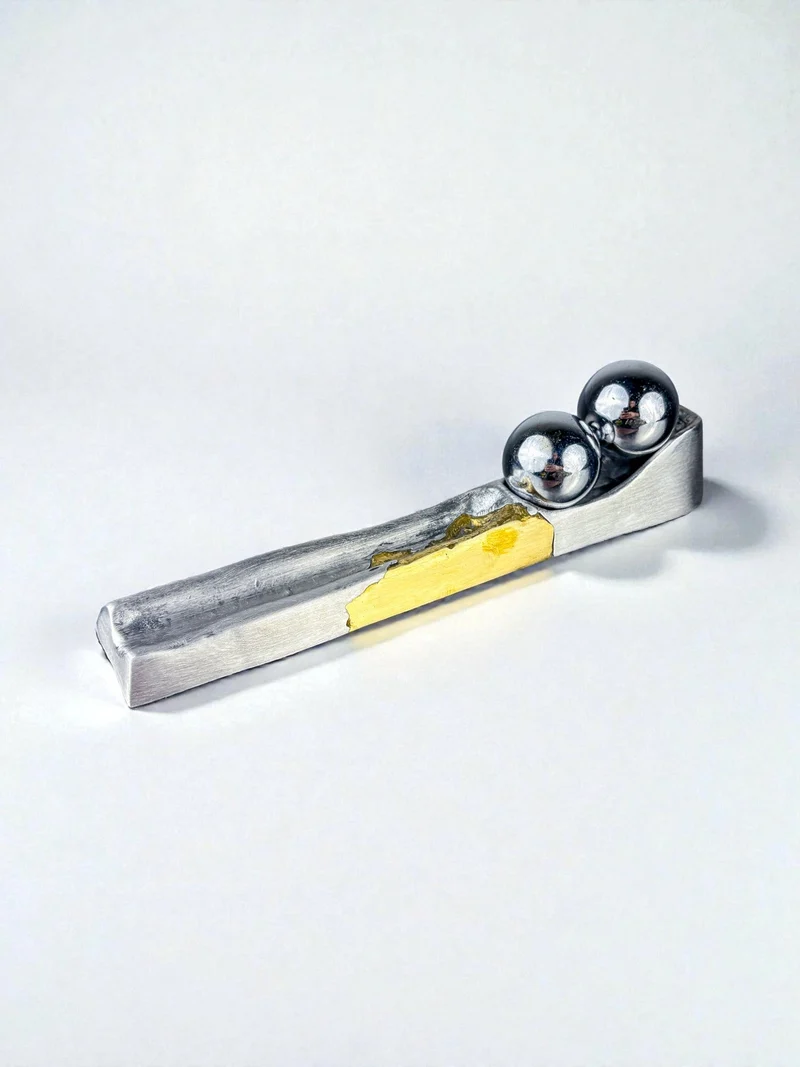 Brutalist Qi Gong Balls Desk Set by Art3, Bronze & Aluminium, Spain, 1980s