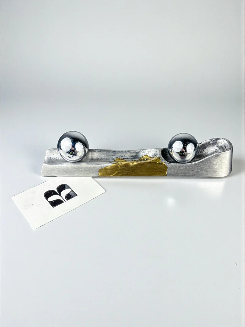 Brutalist Qi Gong Balls Desk Set by Art3, Bronze & Aluminium, Spain, 1980s