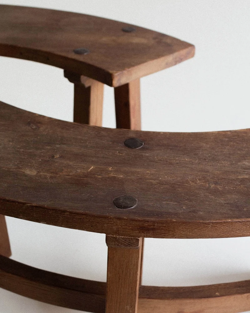 French Brutalist Curved Benches