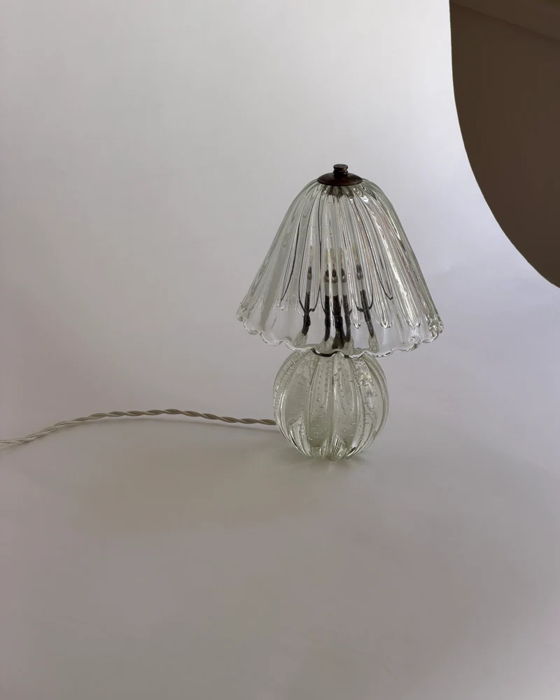Vintage clear Murano glass table lamp