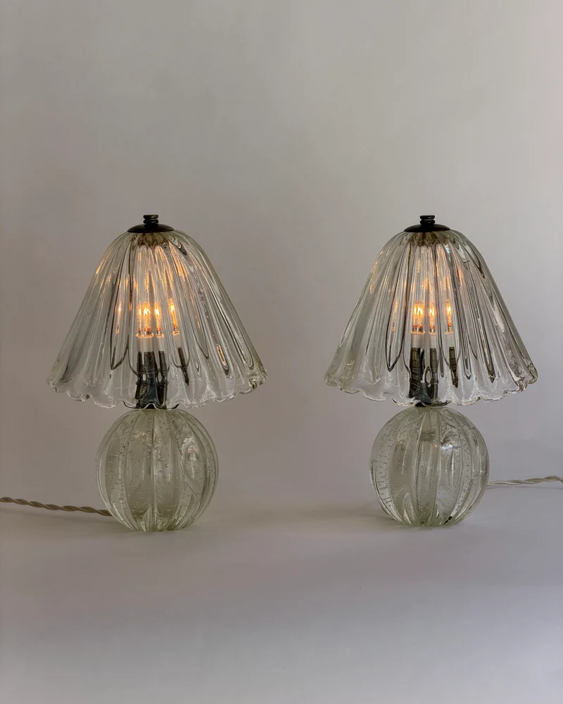Vintage clear Murano glass table lamp