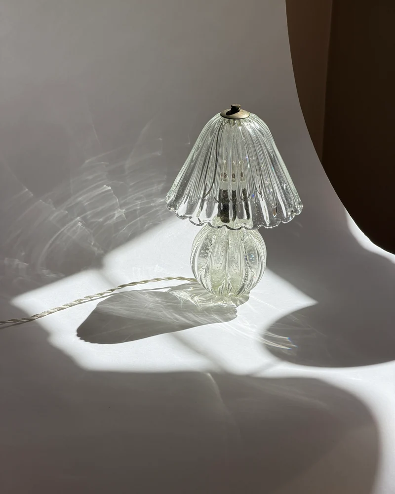 Vintage clear Murano glass table lamp