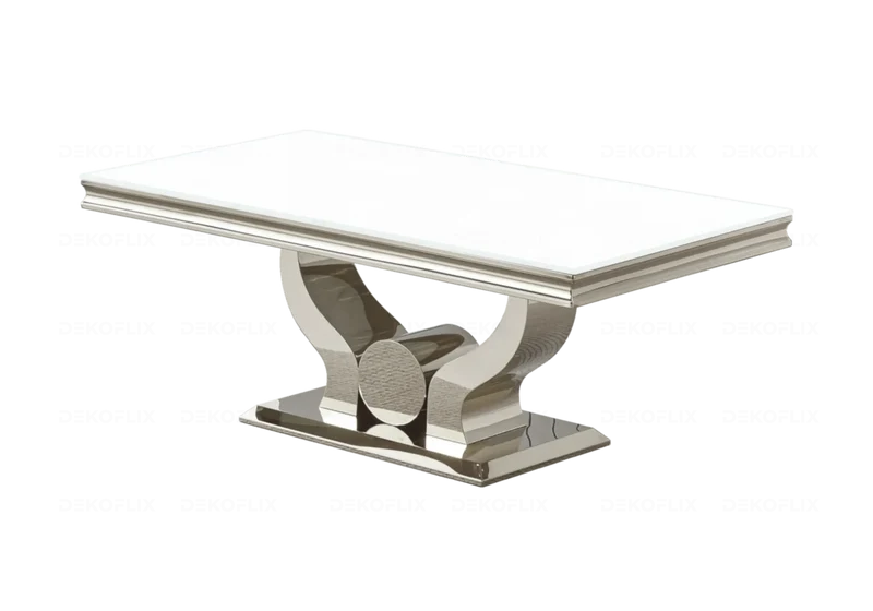 Salle à manger complète verre blanc argent – Omega