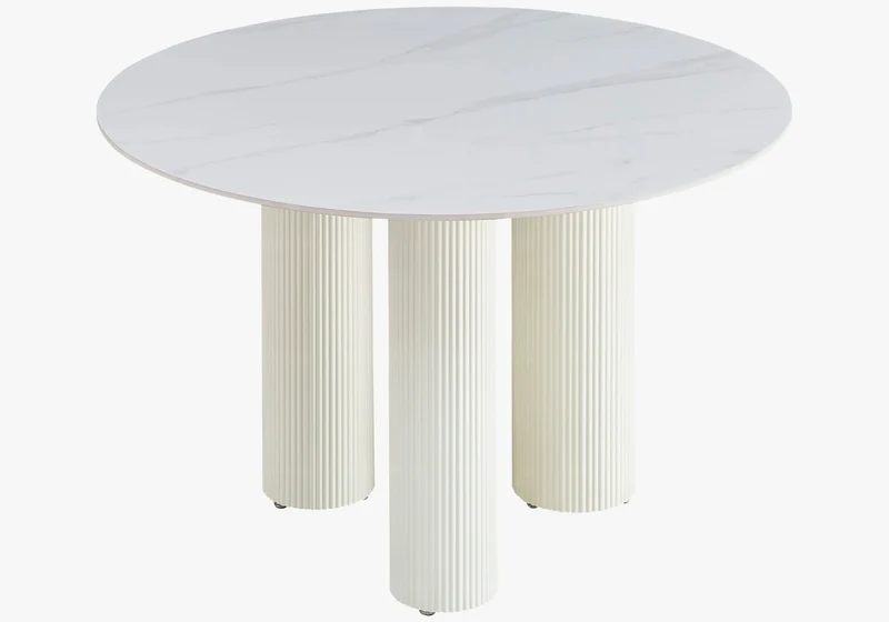 Table à manger céramique beige brillant - Elio