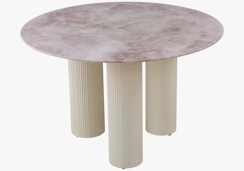 Table à manger céramique beige brillant - Elio