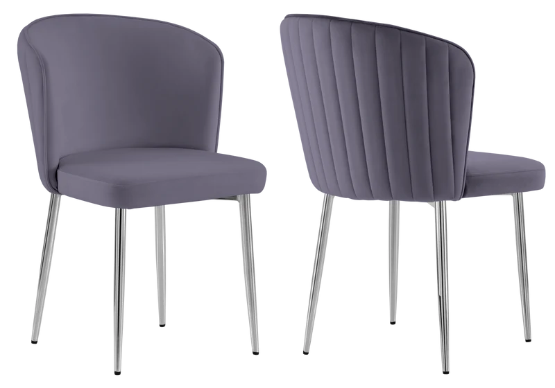 Chaise de salle à manger design en velours anthracite - Diva x4