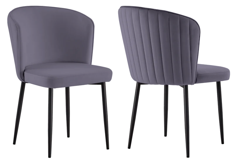 Chaise de salle à manger design en velours anthracite - Diva x4