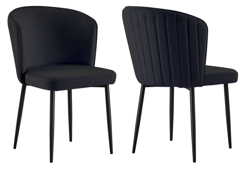 Chaise de salle à manger design en velours noir - Diva x4