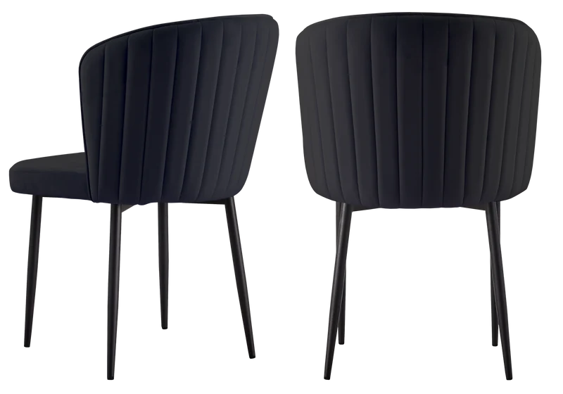 Chaise de salle à manger design en velours noir - Diva x4