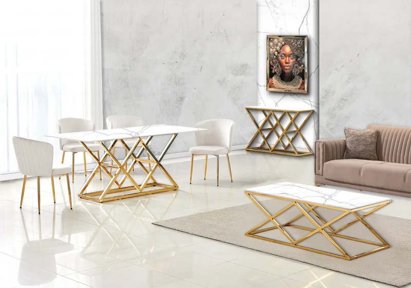 Chaise de salle à manger design en velours beige - Diva x4