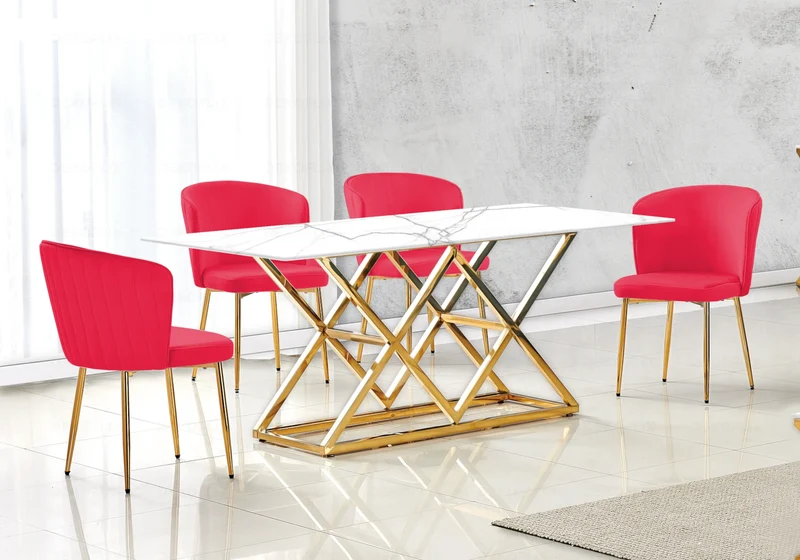 Chaise de salle à manger design en velours fuchsia - Diva x4
