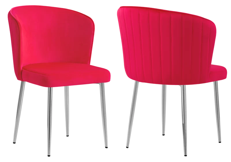 Chaise de salle à manger design en velours fuchsia - Diva x4