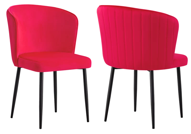 Chaise de salle à manger design en velours fuchsia - Diva x4