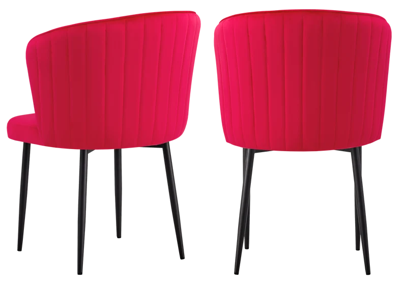 Chaise de salle à manger design en velours fuchsia - Diva x4