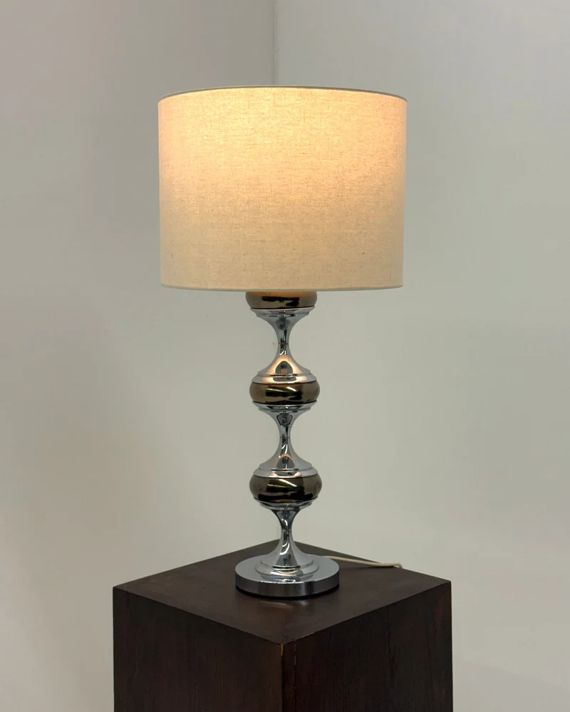 Vintage Space Age Table Lamp with Chrome Sculptural Base, 1960s