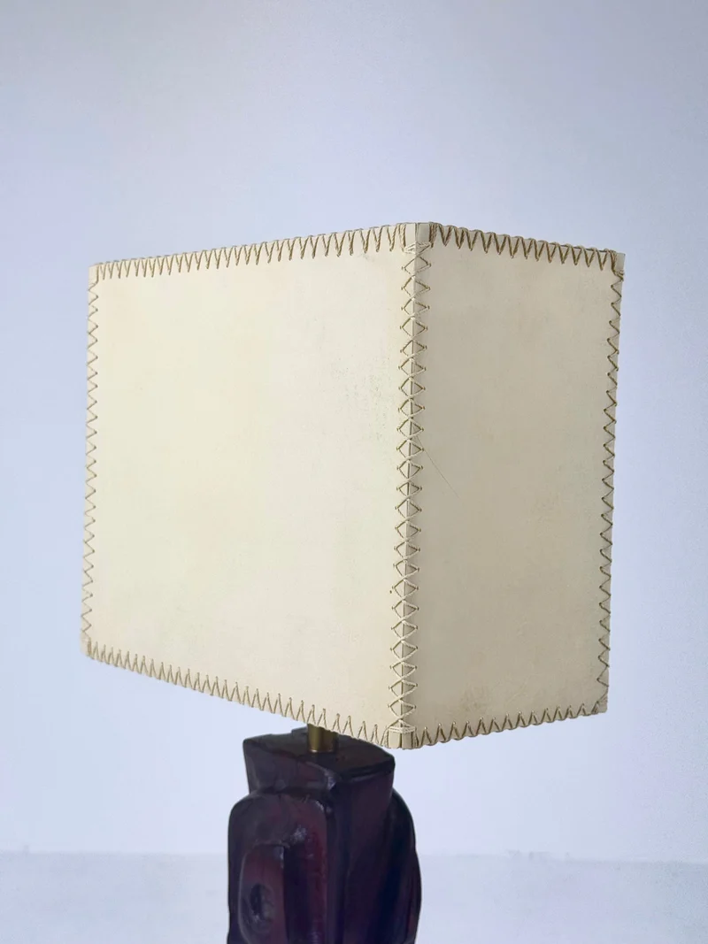 Vintage Hand-carved Wooden Sculptural Table Lamp by Gianni Pinna