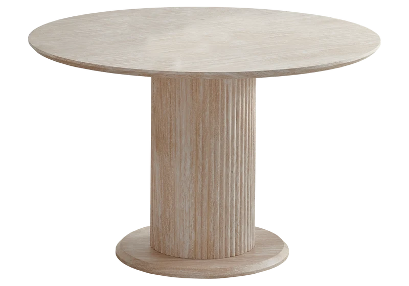 Ensemble table ronde travertin et 4 chaises - Inaya