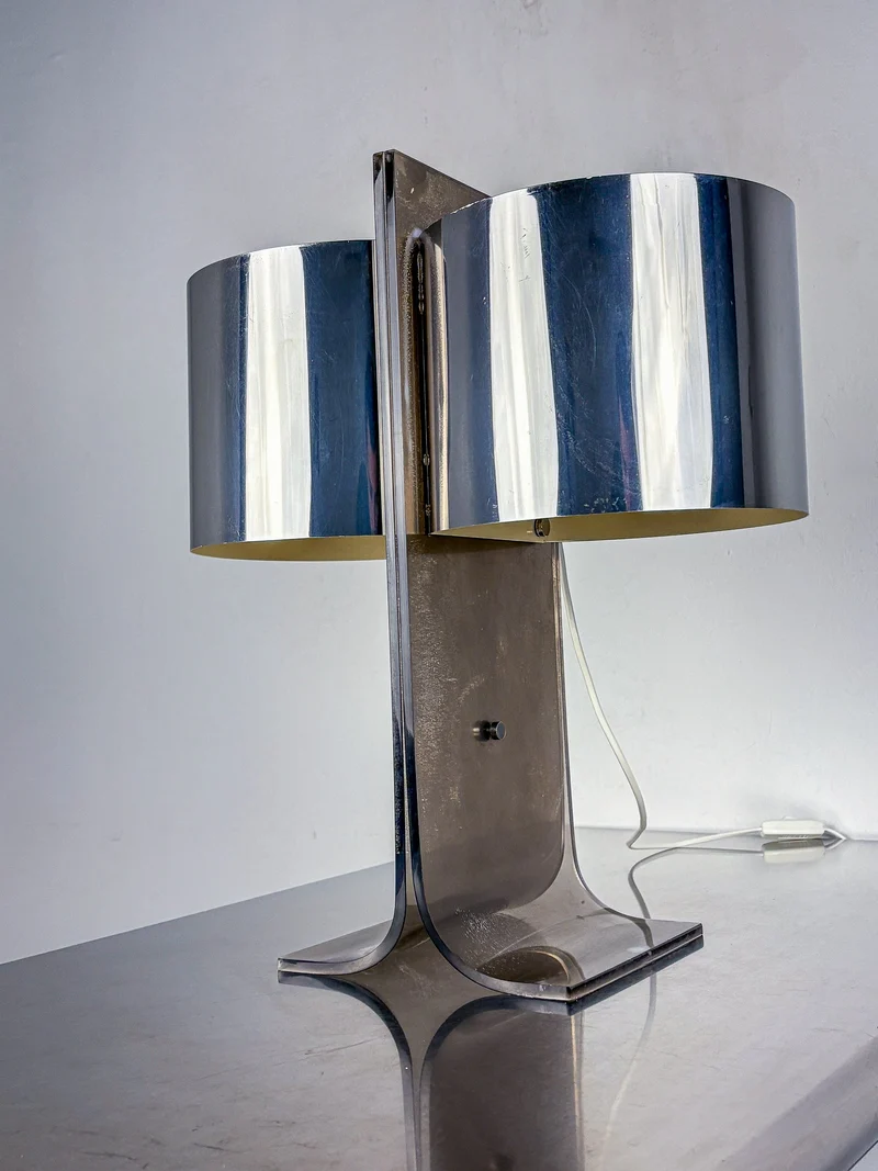 Vintage Lucite and Chrome Table Lamp Attributed to Gianfranco Fini & Fabrizio Cocchi, Italy 1970s