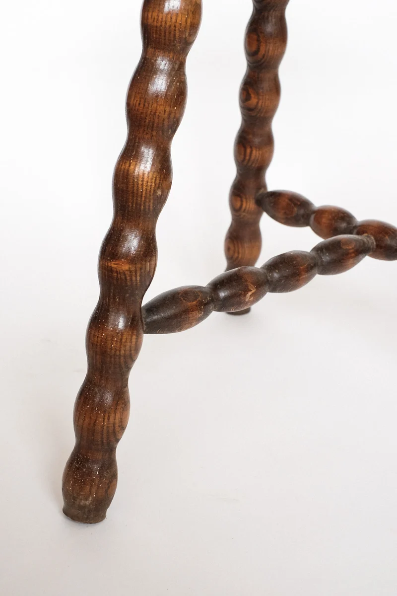 Charming Vintage French Bobbin Leg Wooden Stool