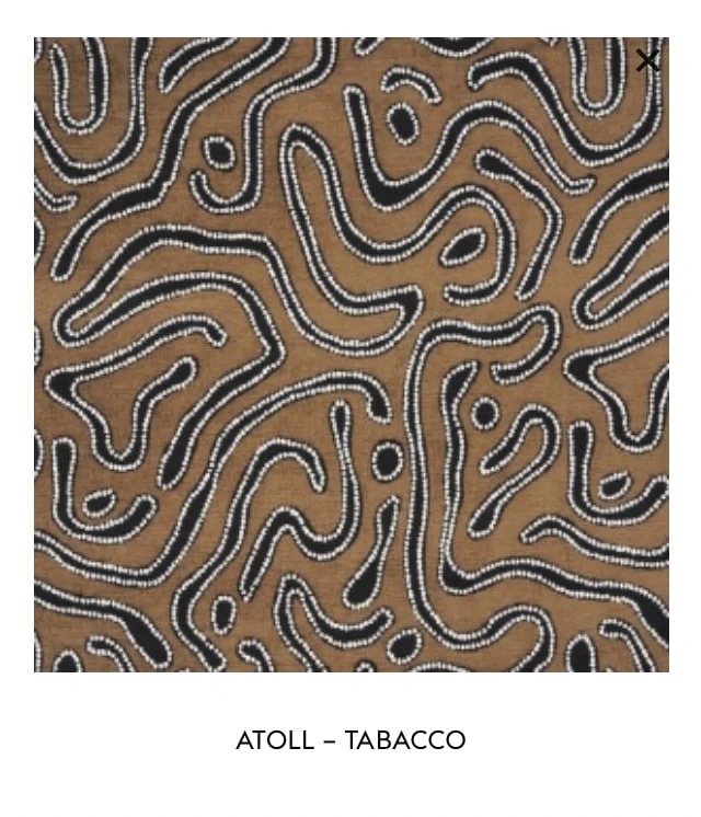 Laurent Pouf - Atoll Fabric & Ivory Fringe
