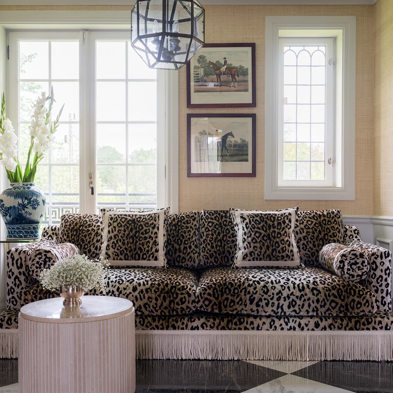 Orlando Sofa 230 cm - Leo Velvet & Ivory Fringe