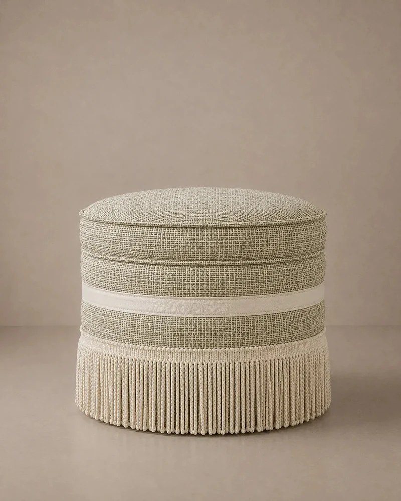 Laurent Pouf - Luxury Bouclé & Fringe