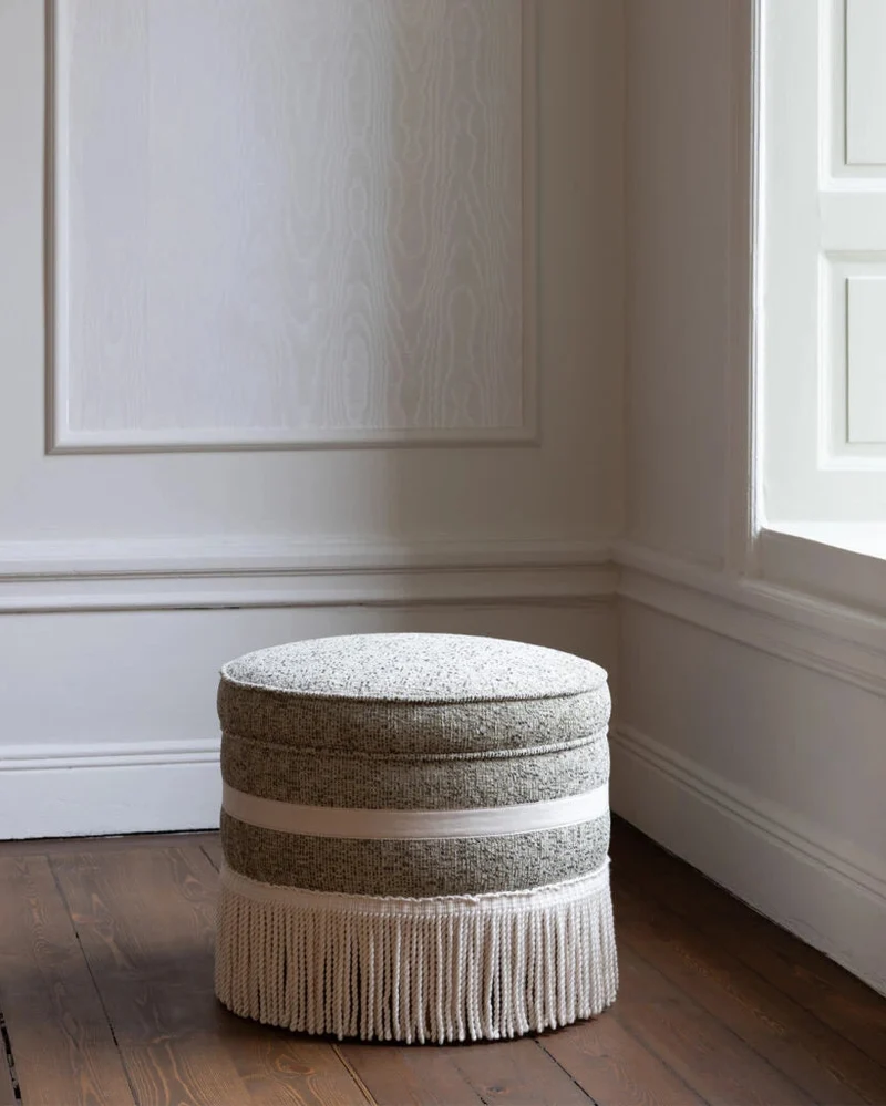 Laurent Pouf - Luxury Bouclé & Fringe